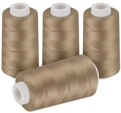 ilauke 4 conos grandes Kone de hilo overlock, hilo de coser, 40/2 cada 3000 yardas (2743 metros) 100% hilo de poliéster, hilo de coser para máquinas overlock, costura a mano, trabajos de costura