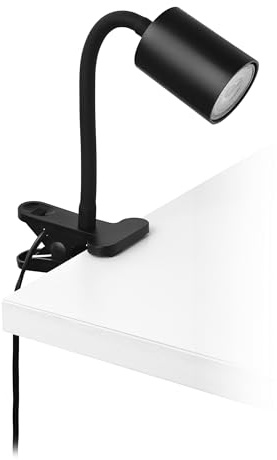 EGLO LED klämmlampa Portella, skrivbordslampa med klämma | läslampa med klämma, svart metall, inkl. GU10 varmvit ljuskälla