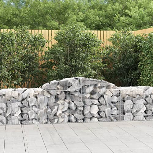 Fioriera rialzata, gabbioni con arco alto, 9 pezzi, 300 x 50 x 60/80 cm, ferro zincato, per verdure, erbe, fiori, antracite