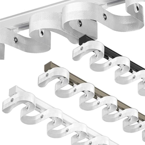 ROFBIHG Riel para Cortinas De Techo, Sistema De Guías para Cortinas Blackout, para Montaje En Techo O Pared, Ideal como Divisor De Ambientes Y para Cortinas De Gran Tamaño(Negro,160CM(5.2FT))