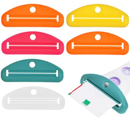 Ciieeo Lot de 6 Presse-Tubes de Dentifrice en Plastique Solide Couleurs Variées Outil de Compression pour Tubes de Dentifrice Nettoyant Visage et Sauces Accessoire Pratique pour