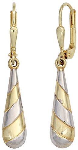 Jobo Damen-Ohrhänger Tropfen aus 8 Karat 333 Gold Bicolor