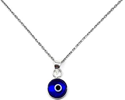MYSTIC JEWELS - Collar Mal de Ojo de Cristal Azul y Plata de Ley 925 – Amuleto de Protección y Buena Suerte para Mujer – Cadena Ajustable 40-45cm – Joyería Turca con Bolsita de Regalo (Azul Marino)