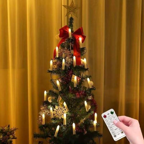 TUIBEIDAMAI Candele per Albero di Natale con Telecomando, Candele a LED con Clip per Albero di Natale, Candele di Natale Senza Fiamma, Decorazioni Natalizie
