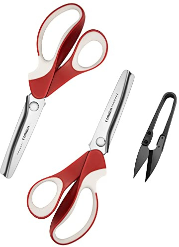 Phildim - Set di 2 cesoie a zig-zag per tessuto in pelle e carta, forbici da cucito per sartoria rosa PD-002-UK-D