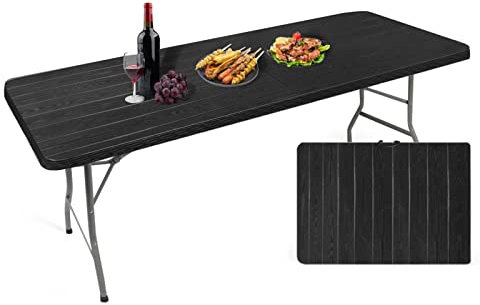 IZTOSS Table Pliante Rectangulaire en Aspect Rotin - Table de Jardin 8 Personnes L181 x l75.5 x H73cm - Table Camping Exterieur pour Jardin Terrasse et Balcon (1xTable)