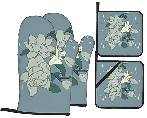 Bauhinia - Set di guanti e presine resistenti al calore, versatili, impermeabili, impermeabili, per migliorare la tua esperienza di cottura e barbecue, guanti da forno e presine