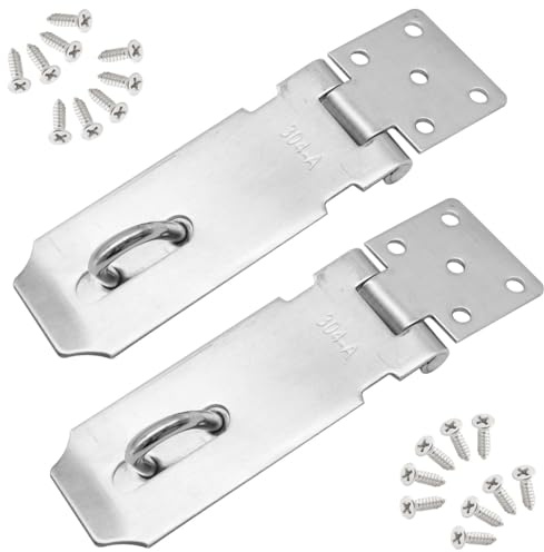 CEEYSEE 2 Pezzi Lucchetto Hasp in Acciaio Inox Heavy Duty Serratura Della Porta 4 Pollici Chiavistello Chiusura a Lucchetto con Viti Antifurto Latch Lock per Porte e Finestre (MK-180)