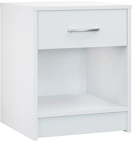 CASARIA® Mesita de Noche con Cajón 50x40x35cm para Cama Mueble Dormitorio Mesilla de Noche Mesa Auxiliar Salón Compartimento Abierto Asa Cromada