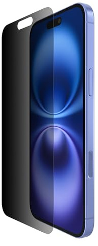 Belkin ScreenForce InvisiGlass Privacy Protector de Pantalla Privacidad para iPhone 16 Plus, resiste arañazos, fácil instalación sin burbujas, vidrio reciclado para iPhone 16/15 Plus, 14 Pro Max