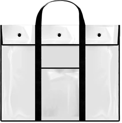 Custodia per poster, trasparente, impermeabile, 80 x 65 cm, in PVC, con manico, grande spazio per schizzi, disegni, cianografie, Nero , Refer to description, Unisex