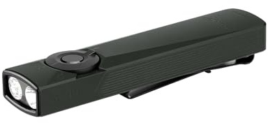 OLIGHT Arkfeld Ultra EDC Lampe Torche Plate 1400 Lumens Lampe de Poche Rechargeable Combinant LED Blanche UV et Faisceau Vert 3 Sources Parfaites pour La Vérification et Le Travail Gris Olive