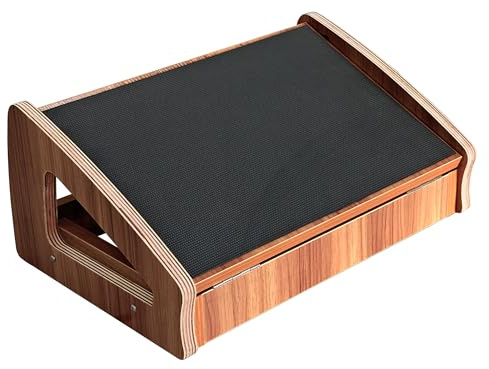 Höhenverstellbare Fußstütze aus Holz - Ergonomischer Fußhocker mit 4 Stufen & Anti-Rutsch Oberfläche - Für Schreibtisch im Büro und Homeoffice - Lindert Rückenschmerzen