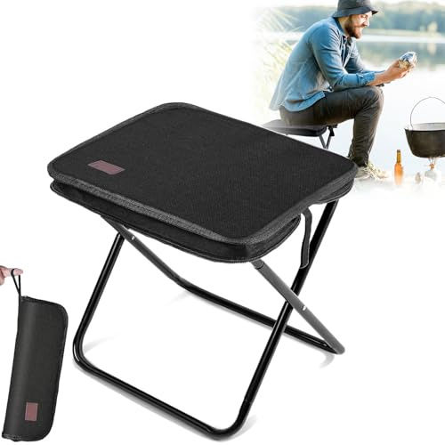 Rakiuty Portable Lightweight Camping Stool,Foldable Lightweight Camping Stool,Compact Handbag Stool Camp,Camping Stools Picnic Chair Foot Chemel,Mini Outdoor Hunting Stool with Zippered Carrying Bag