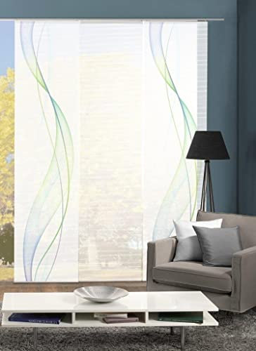 VISION S Schiebegardine Heights halbtransparent Bambusoptik 260x60 cm BlauGrün
