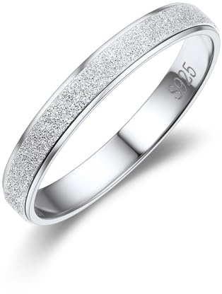 Suplight Herren Finger Ring 925 Silber simpel Ring 3mm matter Sandstrahl Ehering Verlobungsring Trauring Größe 62 Schmuck für Männer