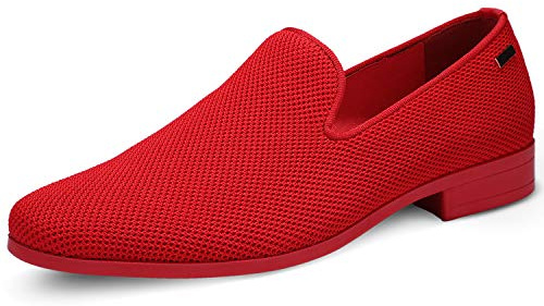UUBARIS Mocasines de vestir para hombre, zapatos de conducción, zapatos de traje de esmoquin, Rojo -, 39.5 EU