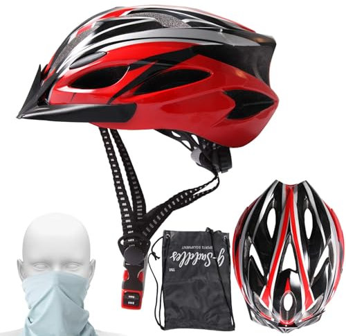 Bike Cycle Helmet with Visor Snood Face Mask Waterproof bundle pocket Adjustable Lightweight Allround Cycling Bicycle helmets Accessories for BMX Skateboard MTB Mountain Road Bike Men Women Ladies