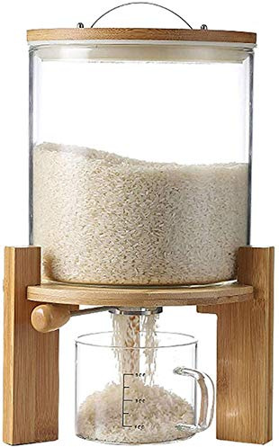 Storage Jars Glass Airtight, 5L, Storage Container Set Kitchen, Cereal Dispenser, Container for Muesli Cornflakes Dispenser with Lid, Food Storage Containers with Wooden Stand