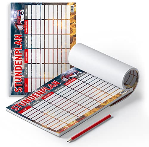 itenga Stundenplan DIN A4 als Block 25 Blatt Stundenplanblock stundenpläne (Feuerwehr)