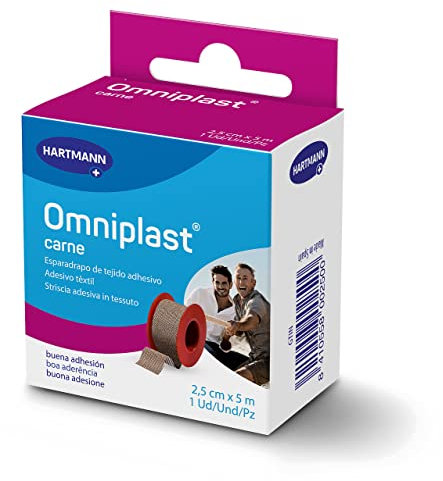 Omniplast Cerotto telato in rocchetto, fissaggio, elastico, rosa, 2,5cm x 5m