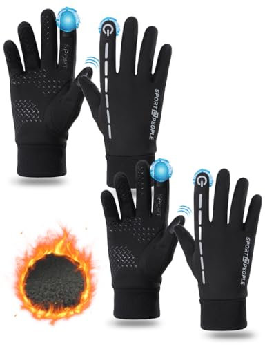 sport2people Handschuhe Herren Damen Winter 2 Pack Fahrradhandschuhe Elastisch Atmungsaktiv rutschfest Thermo Handschuhe Touchscreen Outdoor Handschuhe