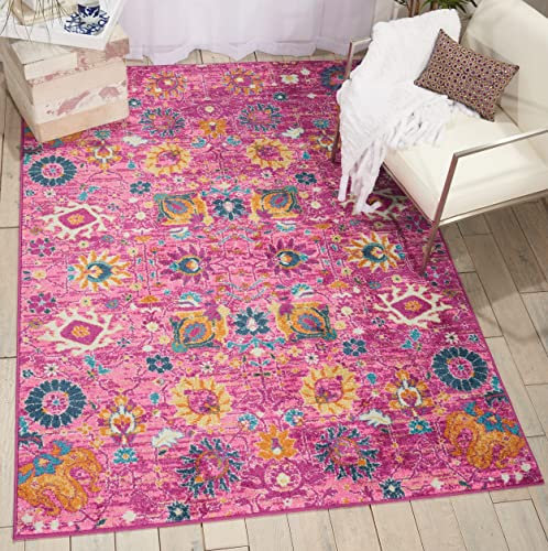 Lord of Rugs Nourison Passion Floral Rug Traditional Classic Persian Motifs Living Room Bedroom Colourful Rug Fuchsia Medium 114x175 cm (3'9''x5'9'')