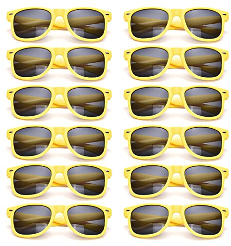 12 Pack Kids Yellow Retro Sunglasses Cute Classic Glasses Boy Girl Party Favors Outdoor Costume Accessories