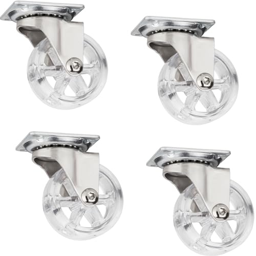 4er Set dekorative Design Möbelrollen RAPID Rollen-Ø 50 mm transparent, Tragkraft 35 Kg, Höhe 64 mm, Lenkrollen von SOTECH