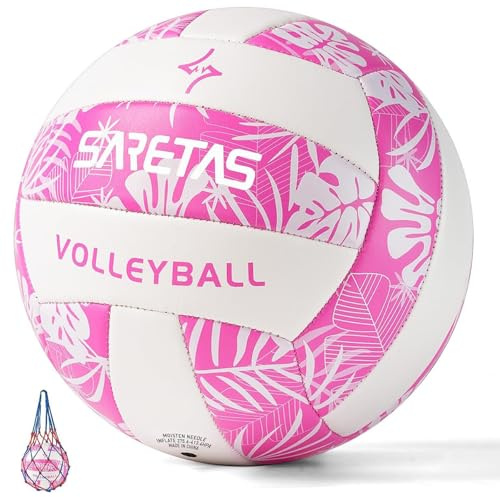 Saretas Volleyball Soft Beach Volleyball - Official Size for School, Indoor, Outdoor and Play Game Gym Workout - Play for Girls, Adults and Family.