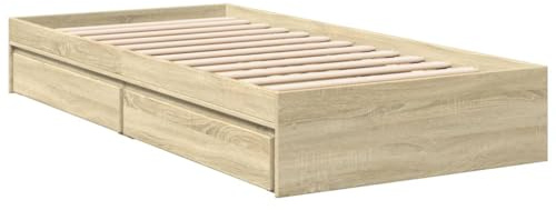 vidaXL Cama con cajones Madera ingeniería Roble Sonoma 90x190 cm