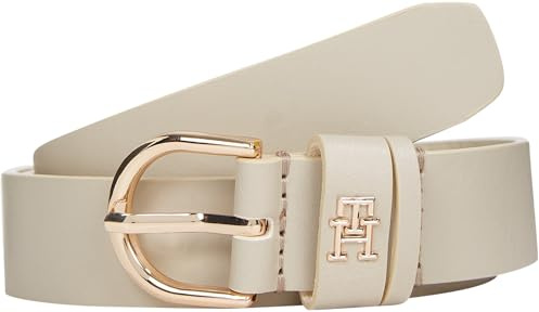 Tommy Hilfiger Cinturón Mujer Essential Effortless 2,5 cm Cinturón de piel, Beige (Sugarcane), 80 cm
