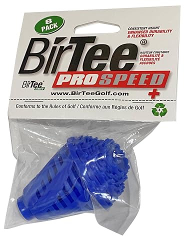 BirTee Golf Tees - PRO Speed Plus with Flexibility & Durability - 8 Pack. Indoor Golf Tees/Golf Simulator Tees/Winter Plastic Golf Tees (Blue)