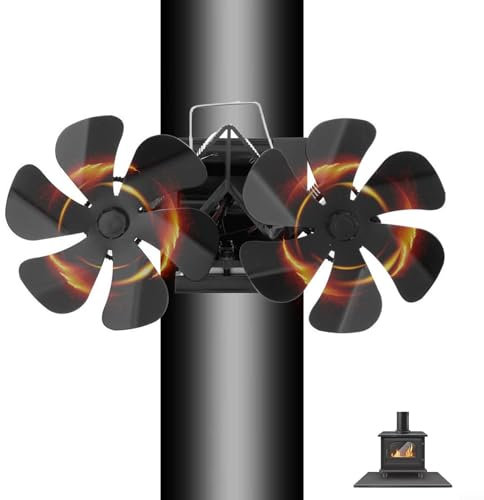 Ventilateur mural à double tête pour poêle à bois 12 pales alimenté par la chaleur