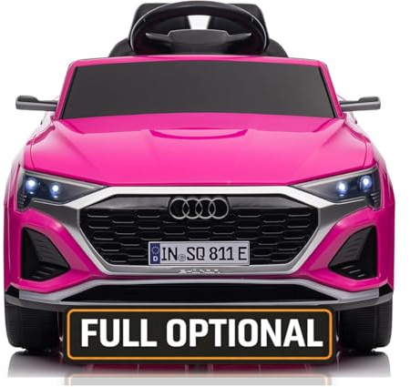 Auto Elettrica per Bambini Audi SQ8 e-tron Sportback Macchina con Licenza Ufficiale 12V Due Potenti Motori Telecomando Cintura di Sicurezza 5 Punti Porte Apribili Luci LED Musica MP3 Rosa
