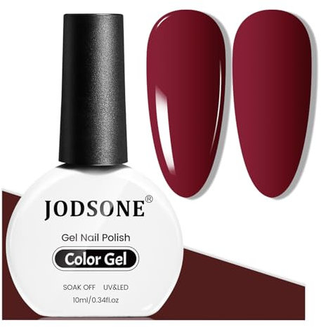 Vernis à ongles gel rouge foncé JODSONE 10 ml Vernis à ongles gel rouge bordeaux haute brillance Soak Off UV Nail French Manucure Salon DIY à domicile