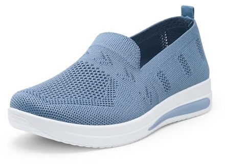 Alexis Leroy Zapatillas Slip-On Mujer Comodos y Ligeras Zapatos de Enfermería Casuales de Malla Transpirable para Caminar Corre Azul Vaquero 40 EU