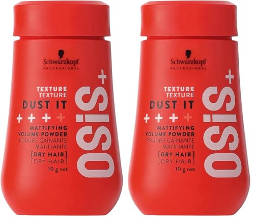 Schwarzkopf Professional OSiS Dust It Poudre Matifiante Pour Cheveux Texturisante Volume Instantané Décollage Des Racines Sur Cheveux Secs Fixation Forte 10 g (Lot de 2)
