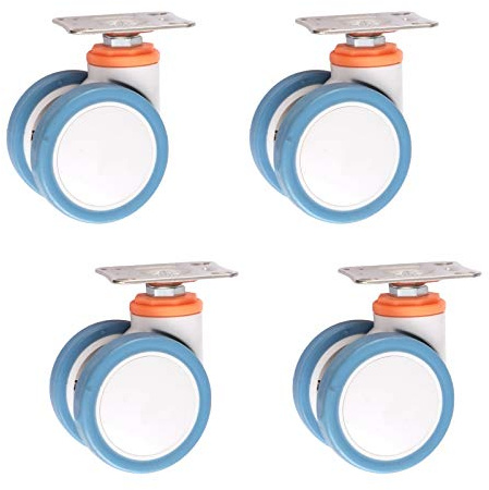 SnamicE Rotelle doppie resistenti, ruote girevoli da 7,6 cm, in poliuretano, ruote girevoli per mobili, per carrelli, apparecchiature elettroniche, piastra superiore, 4 pezzi, universali