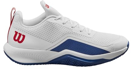 Wilson Scarpe da Tennis da Uomo Rush PRO Lite, White Deja VU Blue Wilson Red, 43 1/3 EU