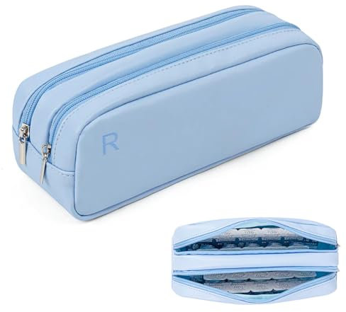 LYKKEKOI Portable Daily Lens Organizer, Disposable Lens Dispenser, Travel Color Lens Storage Case Kit with L & R (Blue)