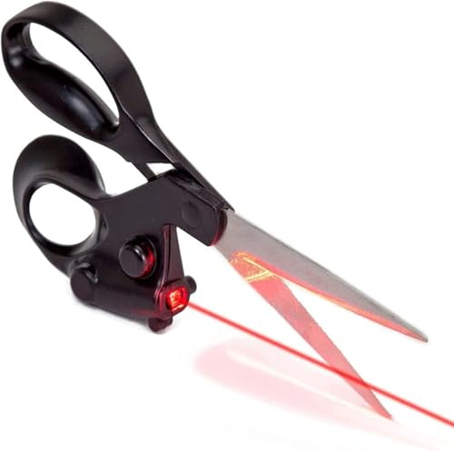 DEWIN Forbici con guida laser, Forbici da cucito professionali con guida laser, Forbici di posizionamento, Taglio dritto rapido per tessuto, carta, artigianato 21,5 x 8 cm