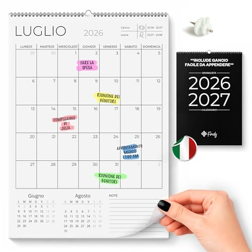 Finoly Calendario Pared Julio 2026 Diciembre 2027 en Italiano