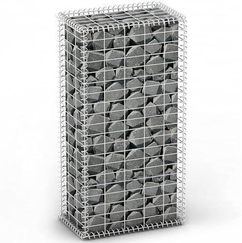 BAKAJI Rete Gabbione per Sassi in Acciaio Galvanizzato, Recinzione Orto da Giardino, Gabbioni Cestello Metallico Resistente alle Intemperie e Durevole, Muri di Sostegno Recinti (100 x 50 x 30 cm)
