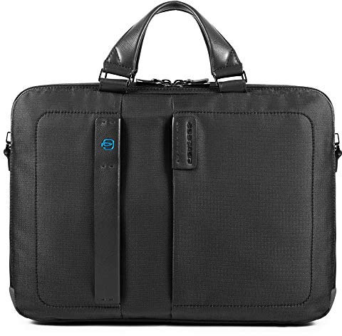 PIQUADRO Pulse Cartella organizer a due manici porta PC, Tessuto, Chevron/Nero, 15.6 a due scomparti