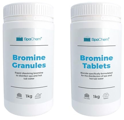 SpaChem Bromine Granules 1kg & Bromine Tablets 1kg - Primary sanitizer for spas, hot tubs, swim spas & pools. BPR Compliant