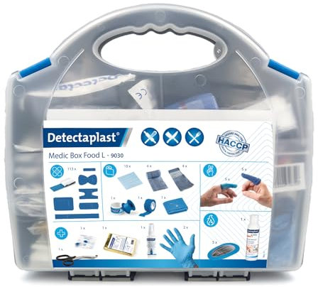 Detectaplast Verbandskasten für die Gastronomie, Erste Hilfe Set für die Behandlung von Wunden, tragbare Reiseapotheke im Koffer mit Pflaster, Verband, Tape, 157 Teile