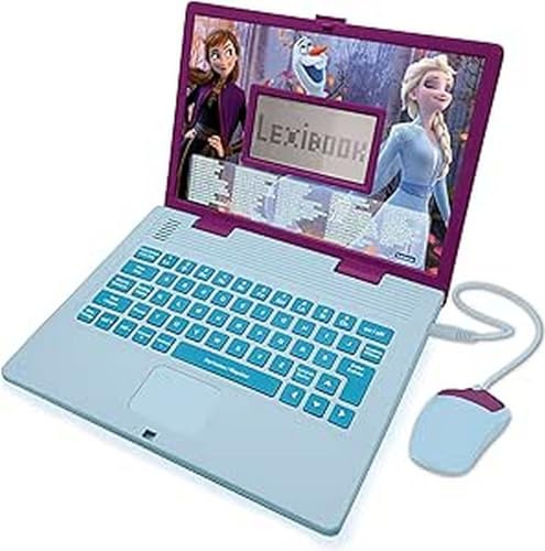Lexibook Disney Frozen 2-Computer Educational Bilingual French/Dutch Girls Toy with 124 Activities for Learning, Fun and Playing Piano-Blue/Purple, JC598FZi10