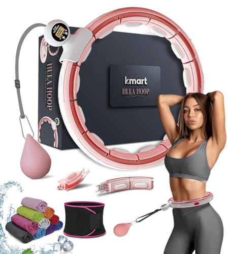 Active 100 Intelligente gewichtete Hula-Ring-Reifen, Abnehmbarer Hula-Kreis-Fitnessring mit 360-Grad-Auto-Spinning-Ballmassage, Gymnastik, Fitness für Erwachsene zur Gewichtsreduktion (Rosa)