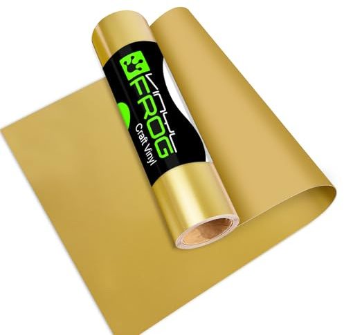 VINYL FROG Permanent Adhesive Vinyl Glossy Self Adhesive VinylRoll 12''x10ft Gold Craft Vinyl Easy to Cut & Weed & Transfer for Mug, Cup, Window & Home Deco,and Other DIY Projects